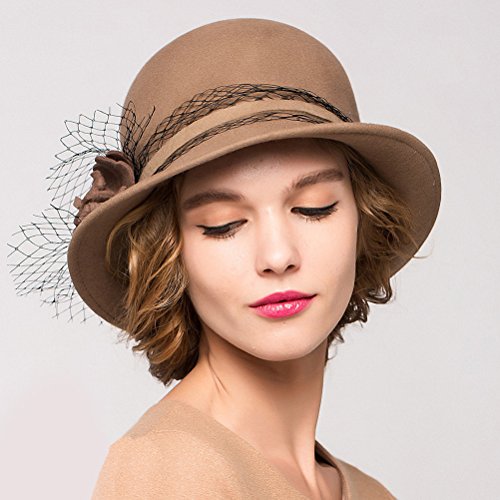 Maitose™ Women's Wool Felt Bowler Hat - color: Camel