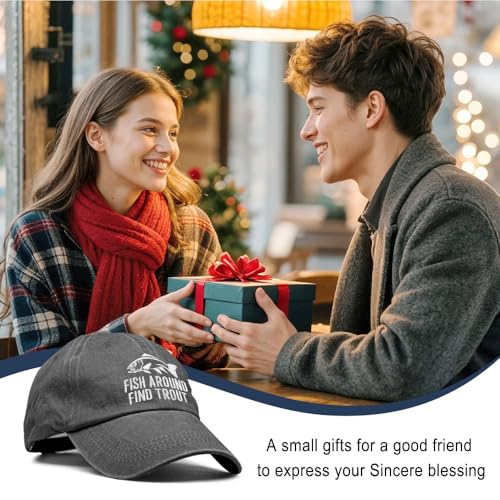 Embroidery Adjustable Classic Washed Distressed Baseball Hats, Funny Hats for Men Cat Dog Dad Fishing Father - color: Washed Black005