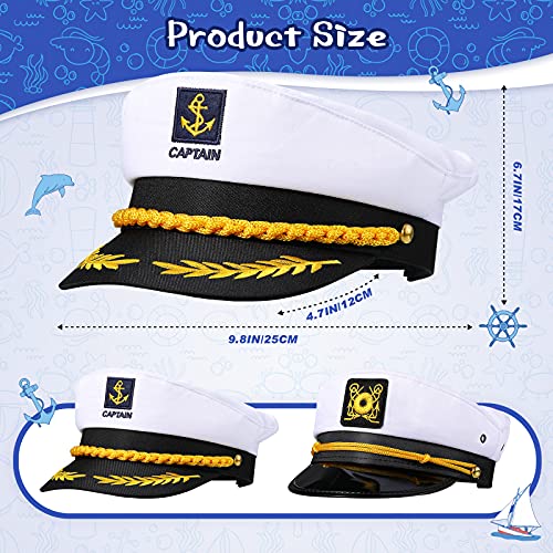 SATINIOR 6 Pcs Yacht Captain Hat Sailor Cap, White, Women Men