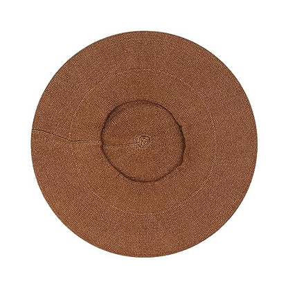 Gllutt Beret Hat French Style Stretchy Knitting Solid Color Both Side Usable - color: Terracotta