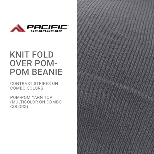 Pacific Headwear Unisex Adult Pacific Headwear Knit Fold Over Pom-pom Beanie - color: Graphite, size: One Size