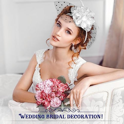 Jeyiour 15 Pcs Tea Party Fascinators for Women with Veil - color: Classic Color
