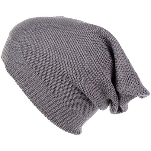 an Unisex Striped Knit Slouchy Beanie Hat Lightweight Soft Fashion Cap - color: 5104-charcoal
