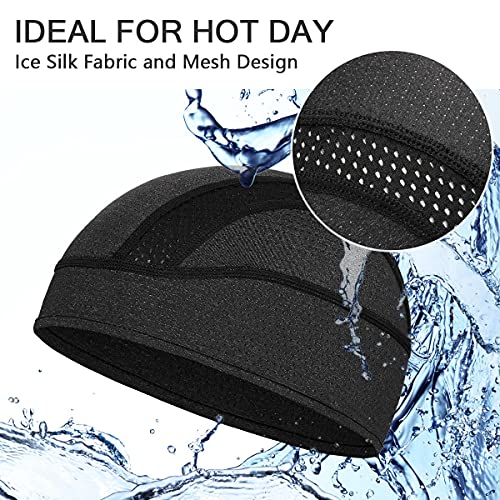 MELASA Cooling Skull Cap Breathable Mesh Sweat Control Helmet Liner for Men - color: Black+army Green