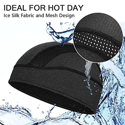MELASA Cooling Skull Cap Breathable Mesh Sweat Control Helmet Liner for Men - color: Black+army Green