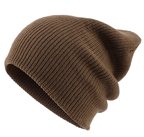 Connectyle Classic Double Layer Knit Beanie Hat Warm Thick Acrylic Winter Hats Daily Cuffed Beanies Watch Hat for Men Women - color: Light Coffee