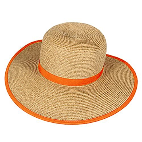 Sun 'N' Sand French Laundry Straw Sun Hats for Women - Backless, Foldable, and Packable Hat - Beach Hat for Women - 4" Brim - color: Orange