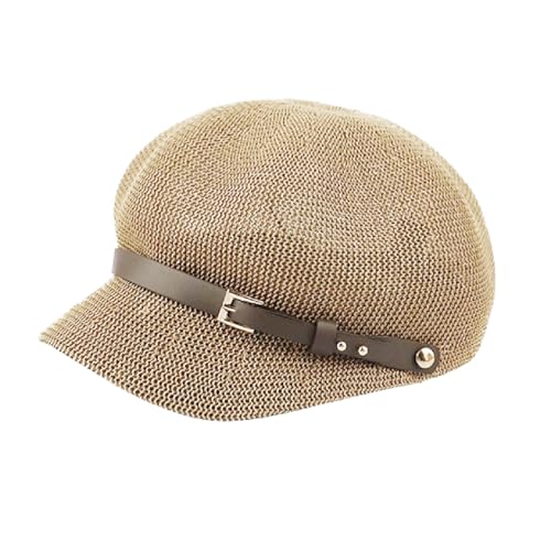 Lightweight Newsboy Cap Beret Breathable Mesh Sun Hat Beach Hats for Women - color: Khaki