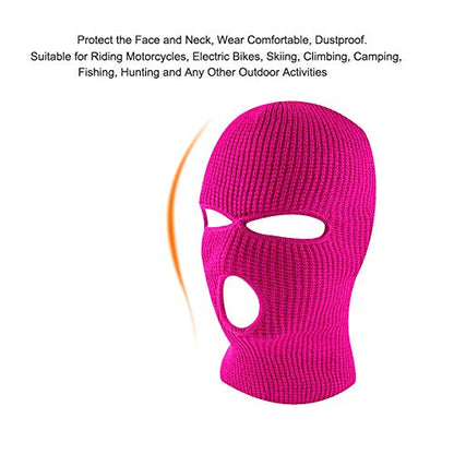 3-Hole Ski Face Mask Balaclava for Men and Women,Set of 2 - color: Rose Red