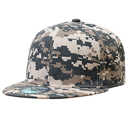 Falari Wholesale 12 Pack Snapback Hat Cap Hip Hop Style Flat Bill Blank Solid Color Adjustable Size - color: 12-pack Digital Camouflage