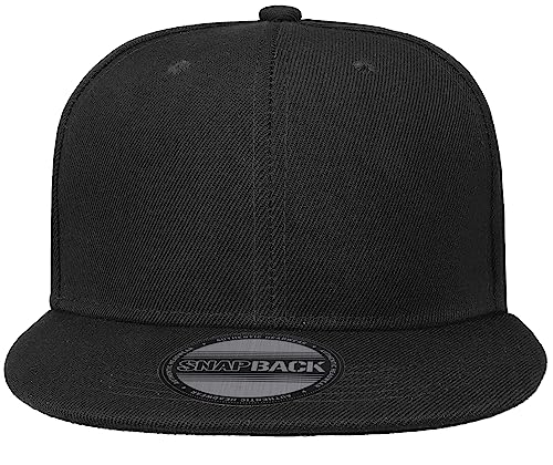 Gelante Plain Blank Flat Brim Adjustable Snapback Baseball Caps LOT 6 Pack - color: Black
