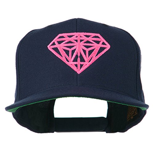 e4Hats.com Pink Diamond Outline Embroidered Snapback Cap - color: Navy