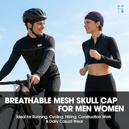 QINGLONGLIN Breathable Mesh Skull Cap Sweat Control HelmetLiner 2-Pack - color: Black + Blue