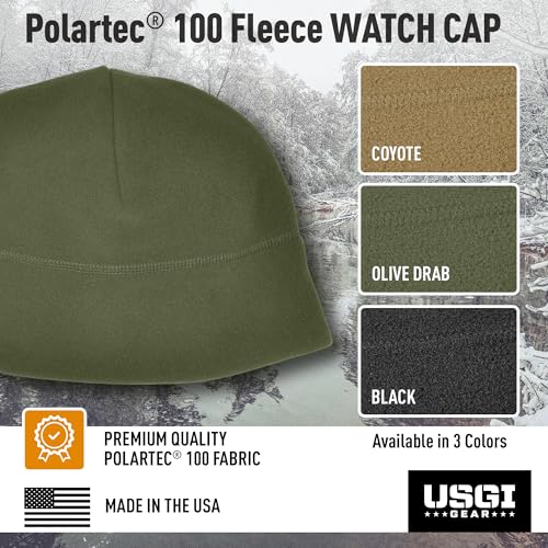 GI Polartec® 100 Fleece Watch Cap Beanie – Cold Weather Tactical & Outdoor Hat – Made in USA - color: Olive Drab