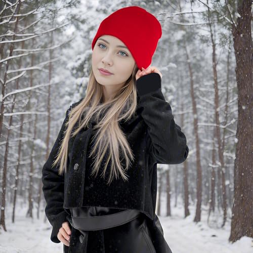 Pistha Beanie for Men Women-Knit Beanie Hats Skull Cap Winter Warm Hat - color: Red