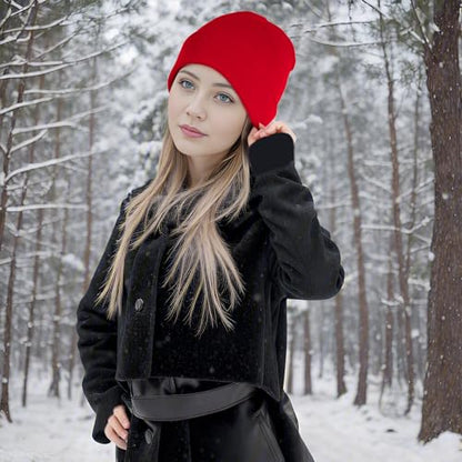 Pistha Beanie for Men Women-Knit Beanie Hats Skull Cap Winter Warm Hat - color: Red