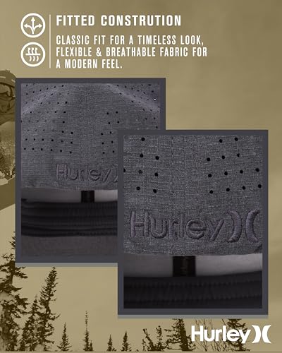 Hurley Men's Baseball Cap - Sweat-Wicking Fitted Baseball Hats for Men (S-XL) - color: Black Heather, size: Small-Medium