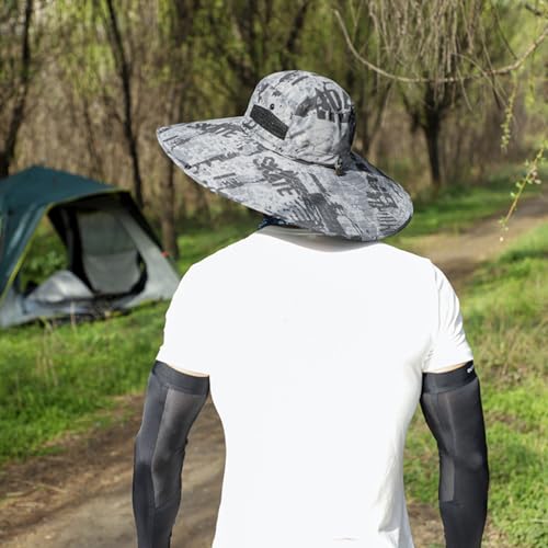 ALANGDUO XXL Big Head & Super Wide Brim Sun Hats for Men, XXL Large Fishing Sun Hat for Safari Gardening,Hiking - color: Ink Khaki