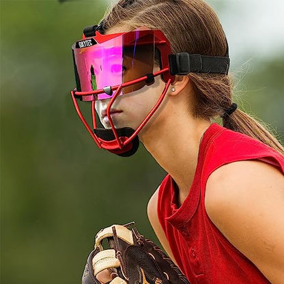 Universal Softball Visor - Softball Eye-Shield Mask - Baseball Sports Sunglasses - Face Shield - color: Red