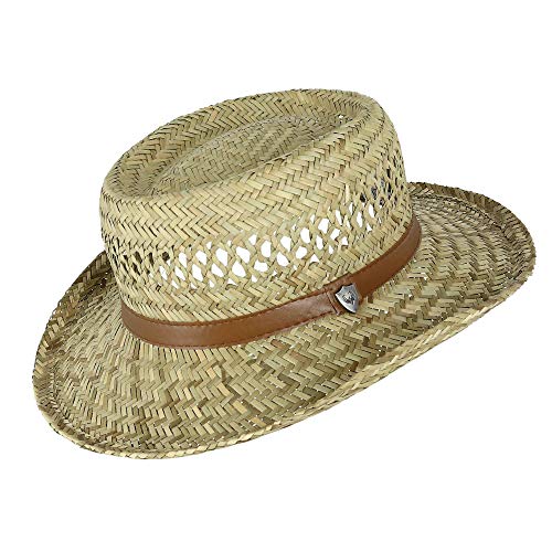 Rush Straw Gambler Hat with Wide Brim - size: Small