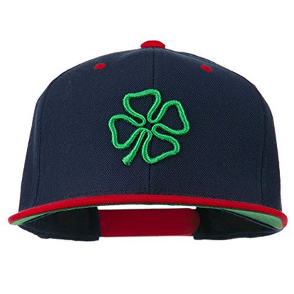 3D Clover Embroidered Two Tone Snapback Cap - color: Navy Red