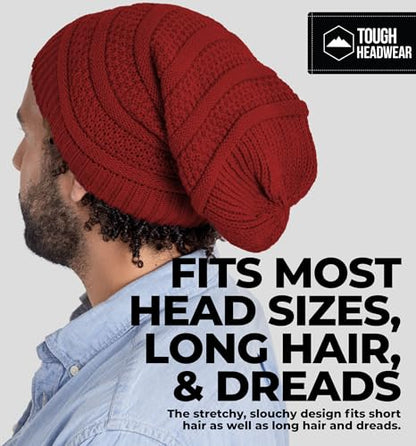 Tough Headwear Slouchy Oversized Beanie Hat - Warm Winter Hats for Women - Stretch Fit Mens Beanie - color: Maroon