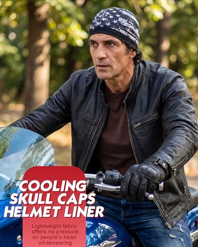 9 Pcs Cooling Skull Cap Liner Sweat Wicking Cycling Cap for Men - color: Multicolor, style: National Flag
