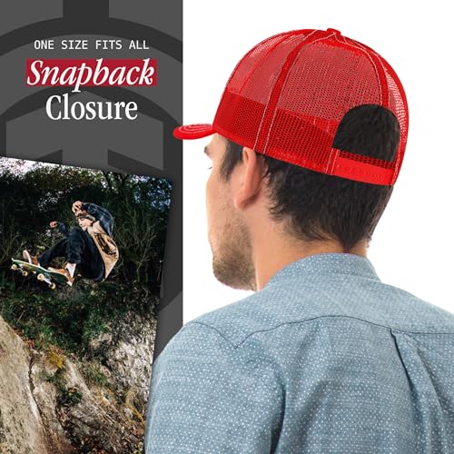 Element Unisex Adult Trucker Hat, Adult Baseball Cap with Curved Brim - color: Red