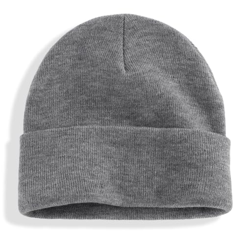 Connectyle Men's Cuffed Beanie Hat Double Layer Knit Winter Watch Cap - color: Light Grey