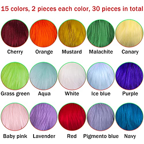 SIQUK 30 Pieces Faux Fur Pom Pom for Hats with Elastic Loop - color: Rainbow
