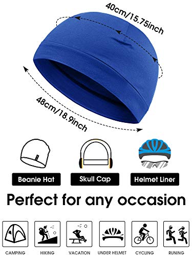 Syhood 4 Cotton Skull Caps for Men Women Sleep Night Hat Beanie - color: Green, Blue, Wine Red, Black