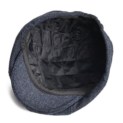 VOBOOM Men Wool Blend 8 Panel Newsboy Cap Tweed Hat - color: Navy