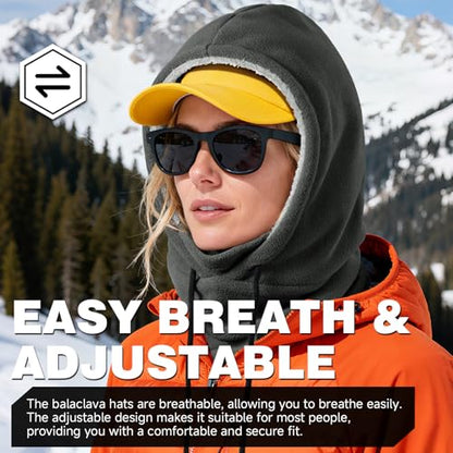 Winter Balaclava Ski Face Mask: Men Women Warm Windproof Face Cover Hat - color: Black & Grey-2 Packs-lined
