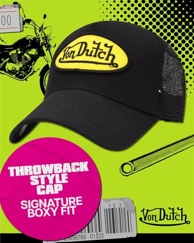 Von Dutch Unisex Trucker Hat - Retro Classic Solid Color Mesh Back Snapback Baseball Cap for Men & Women. - color: Black