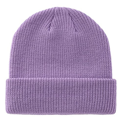 Connectyle Classic Double Layer Knit Beanie Hat Warm Thick Acrylic Winter Hats Daily Cuffed Beanies Watch Hat for Men Women - color: Light Purple