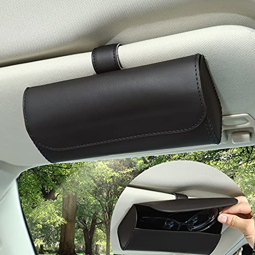 Accmor Sunglasses Holder for Car Sun Visor, Auto Eyeglasses Protective Storage Case, Vehicle Visor Accessories Organizer Box - color: Black