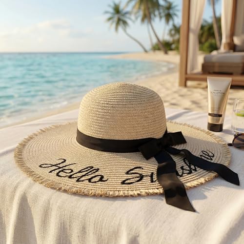Women’s Wide Brim Sun Hat UPF 50+ – Packable Beach Hat for Women - color: Beige