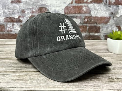Hepandy Embroidered Baseball Caps for Grandpa Grandma Mom Dad Papa Nana - color: No.1 Grandpa (Washed Black)