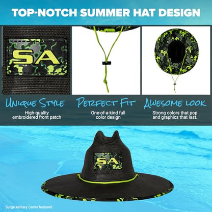 Soul of Adventure Keys Straw Hat for UV Sun Protection | UPF 50+ Sun Protection, Adjustable Drawstring - color: Underwater Topography