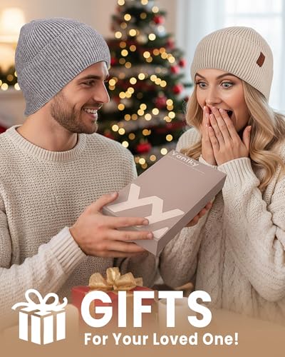 Fleece Lined Winter Beanie for Men Women Warm Windproof Beanies Hats Thick Knit Winter Hat for Cold Weather - color: Beige