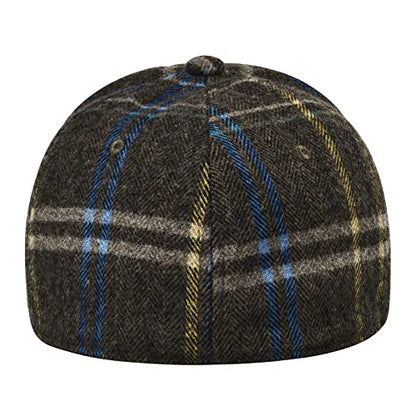 BOTVELA Men's Herringbone Tweed Baseball Cap Wool Blend Fitted Hat - color: Brown Plaid, size: 7 1/2