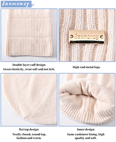jaxmonoy Slouchy Beanies for Women Winter Lightweight Ladies Knit Hat Cuffed Soft Warm Slouch Beanie Cap - Brown - color: Beige