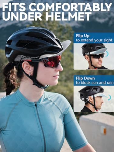 Hikenture Cycling Cap,Cooling Skull Cap Bike Hat with Sun Visor, Summer Breathable Helmet Liner Biking Cap for Men Women - color: Whitegrey