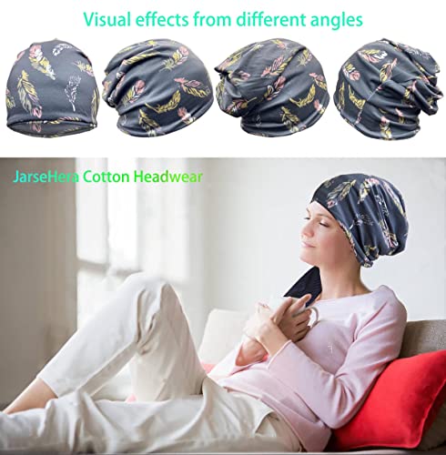 JarseHera Womens Slouchy Beanie Soft Chemo Headwear Breathable Cancer Caps - color: 1 Pair,feather-gray