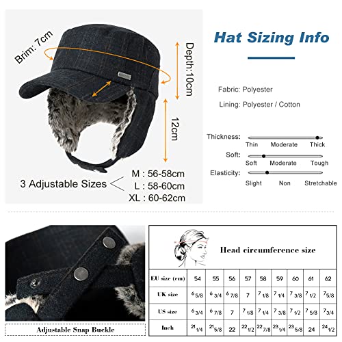 Jeff & Aimy Unisex Winter Earflap Trapper Hunting Ski Hat Baseball Cap 54-62CM - color: 92680-navy, size: Medium