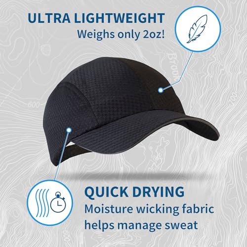 TrailHeads Men's Race Day Running Hat, Quick Dry, Moisture Wicking - color: Black