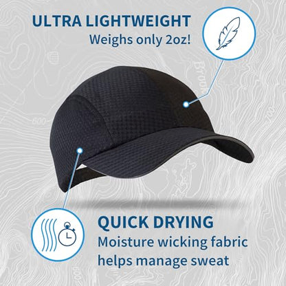 TrailHeads Men's Race Day Running Hat, Quick Dry, Moisture Wicking - color: Black
