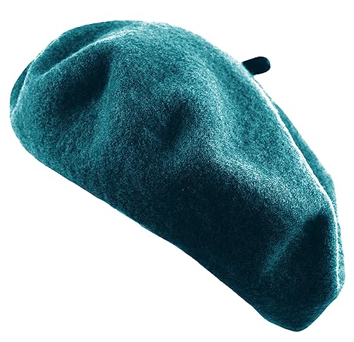 Women's French Beret Hat Solid Color Plain Wool Classic Traditional Artist Cap - color: Teal
