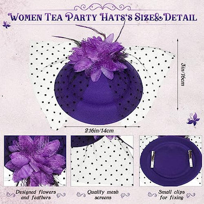 Jeyiour 15 Pcs Tea Party Fascinators for Women with Veil - color: Classic Color