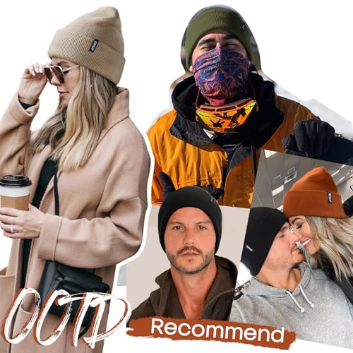 FURTALK Beanie Hat for Men Women Winter Hats for Women Men Soft Warm Unisex Cuffed Beanie Knitted Skull Cap - color: Burlywood